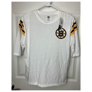 NHL Boston Bruins Women's Half Sleeve White Crew Neck T-Shirt Size Medium